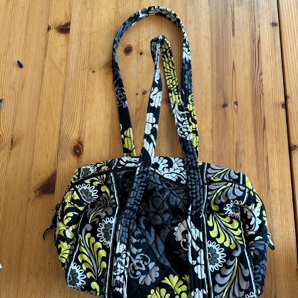 Vera Brady Floral Quilted Women's Bag - Black and Yellow